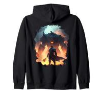 Backprint Fantasy monsters with medieval knights warriors Zip Hoodie