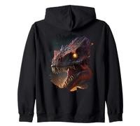 Backprint Fire-breathing giant the fearsome dinosaur Zip Hoodie