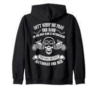 Backprint God created the woman and then he invented beer Zip Hoodie