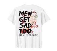 Backprint Japanese Style Men get sad Too T-Shirt, Men, White, X-Large