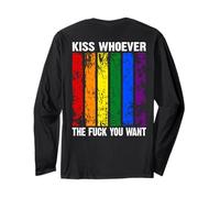 Backprint kiss whoever the fck you want LGBTQIA+ Rainbow Long Sleeve T-Shirt