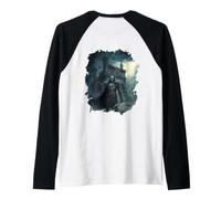 Backprint Knight in Thunderstorm with rain Raglan Baseball Tee