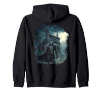 Backprint Knight in thunderstorm with rain Zip Hoodie