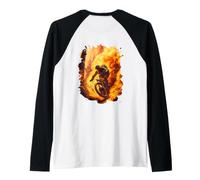 Backprint Mountain Bike Rider with Burning Tires Raglan Baseball Tee