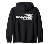 Backprint The Bulldog Face Dog and Bulldog Holder Zip Hoodie