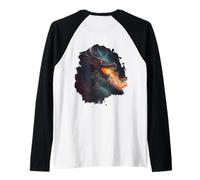 Backprint The Dark fire Breathing Dragon Raglan Baseball Tee