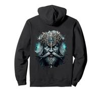 Backprint The dark mystical viking with armor Pullover Hoodie
