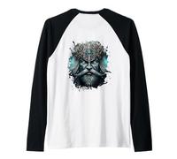 Backprint The Dark Mystical Viking with Armor Raglan Baseball Tee