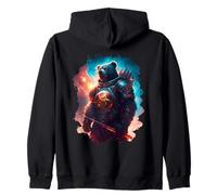 Backprint The epic bear as protector of the world Zip Hoodie