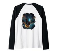 Backprint The Magic Eagle in the Starry Hight Sky Raglan Baseball Tee