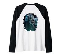 Backprint The Mystical Colorful Zebra a Legend of Wilderness Raglan Baseball Tee