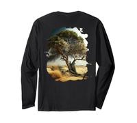 Backprint The Old Tree in the Savannah is a Symbol of Nature Long Sleeve T-Shirt