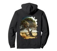 Backprint The old tree in the savannah is a symbol of nature Pullover Hoodie
