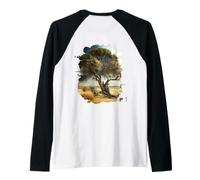 Backprint The Old Tree in the Savannah is a Symbol of Nature Raglan Baseball Tee