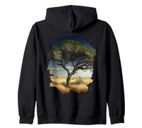 Backprint The old tree in the savannah is a symbol of nature Zip Hoodie