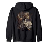 Backprint The photorealistic zebra in its wild Zip Hoodie