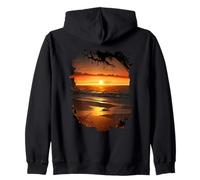 Backprint Tropical dream beach Relaxation on sea of waves Zip Hoodie