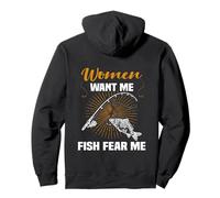 Backprint Woman want me Fish fear me Pullover Hoodie