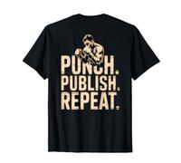 Backprinted Fighting Memes Funny Boxers Punch Publish Repeat T-Shirt