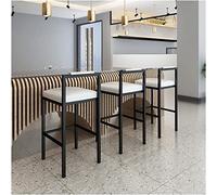 Backrest Set of 3, Stools with PU Faux Leather Cushion Footrest Metal Frame, Bar Chair for Kitchen Counter Dining Room, lofty ambition (White height 55cm)