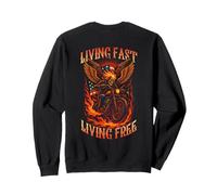 Backside Living fast free motorcycle biker skeleton on back Sweatshirt