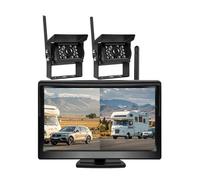 Backup Camera 2CH Monitor Digital Wireless 5" Dual Screen Display 18 IR Reversing Cameras 30-50m 12-24V For Caravan Truck RV Trailer(2CAM)