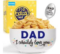 BackURyear Dad Gifts for Fathers Day, Funny Gifts for Father New Step Bonus Dad Birthday from Daughter Son, Novelty Ceramic Cereal Bowl Presents, I Cerealsly Love You
