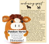 BackURyear Mini Gifts for Christmas Her Him, Handmade Motivational Inspirational Uplifting Mental Health Positive Affirmation Support Gift for Women Men Friend Coworker Teens, Crochet Horse