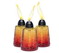 Backyadda Stylish Glass Torches for Your Table or Patio with Many Colors to Choose from. Set of 3 Torches. (Crimson Sunset)