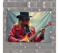 Backyard Bar Decor A Musician in A Red Jacket and Top Hat Plays an Electric Guitar Tapestry Wall Decor for Dorm Hanging Decorations for Bedroo(100X150CM)