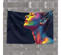 Backyard Bar Decor Colorful Abstract Portrait of A Woman Tapestry Room Decorations for Bedroom Aesthetic Tapestries(100X150CM)