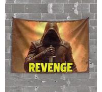 Backyard Bar Decor Revenge: The Hooded Figure'S Vengeance Tapestry Man Cave Decor and Accessories Man Cave Rules(75X100CM)