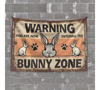 Backyard Bar Decor Warning: Entering The Bunny Zone - Rabbit Alert! Tapestry Bedroom Wall Decor Above Bed Tapestries for Bedroo(100X150CM)