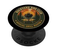 Backyard BBQ Club Official Grill Master Retro Barbecue Patch PopSockets Adhesive PopGrip