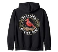 Backyard Bird Watcher Cardinal Lover Birding Zip Hoodie