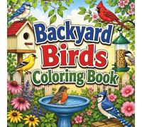 Backyard Birds Coloring Book: Color Relaxing Garden Bird Scenes for Adults