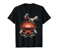 Backyard Blacksmith Home Forge Anvil Lineart Illustration T-Shirt