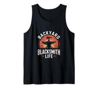 Backyard Blacksmith Life Anvil Hammer Forge Quote Tank Top