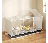Backyard Chick Rearing Enclosure with Clear Panels DIY Build Poultry Housing with Pull-Out Tray for Chicks Ducklings for Hobby Breeders Using Indoor Spare Room & Outdoor Patio Space(White,110x38x48cm)
