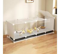 Backyard Chick Rearing Enclosure with Clear Panels DIY Build Poultry Housing with Pull-Out Tray for Chicks Ducklings for Hobby Breeders Using Indoor Spare Room & Outdoor Patio Space(White,146x48x48cm)