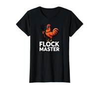 Backyard Chicken Farmer Flock Master Rooster Pitchfork Value Graphic T-Shirt, Women, Black, S