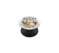 Backyard Chickens Rooster and Hen Happy Free Range PopSockets Adhesive PopGrip