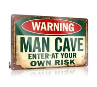 Backyard Decor Essentials Funny Vintage Signs | Warning Man Cave Enter At Your Own Risk Retro For Longhorn Living Room(20X30CM)