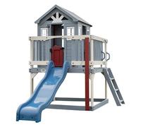 Backyard Discovery Beacon Heights Elevated Wooden Playhouse for Kids | Cedar Outdoor Playhouse with Wave Slide, Play Kitchen & Growth Board - Compact Design for Garden or Small Yard | 100% Cedar Wood