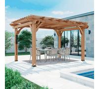 Backyard Discovery Beaumont Cedar Wood Trellis Roof Outdoor Patio Pergola 4.3M X 3.1M (14Ft X 10 Ft)