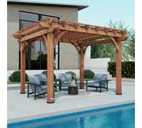 Backyard Discovery Cedar Wood Trellis Roof Outdoor Patio Pergola 3.7M X 3.1M (12Ft X 10Ft)