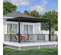 Backyard Discovery Evanston Wall Mounted Louvered Steel Outdoor Patio Pergola With Powerport 4.3M X 3M (14Ft X 10Ft)