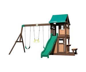 Backyard Discovery Lakewood Cedar Swing Set | 2.4m Slide & Lower Playhouse