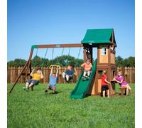 Backyard Discovery Lakewood Cedar Wooden Climbing Frame With 2 X Swings, Trapeze And Slide
