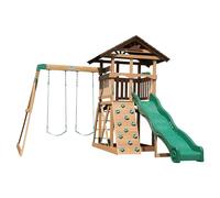 Backyard Discovery Lightning Ridge Cedar Garden Climbing Frame & Sandbox | Cedar Wood, Wave Slide, Play Deck, Rock Wall, Sandbox Included, Outdoor Kids Climbing Frame And Playset